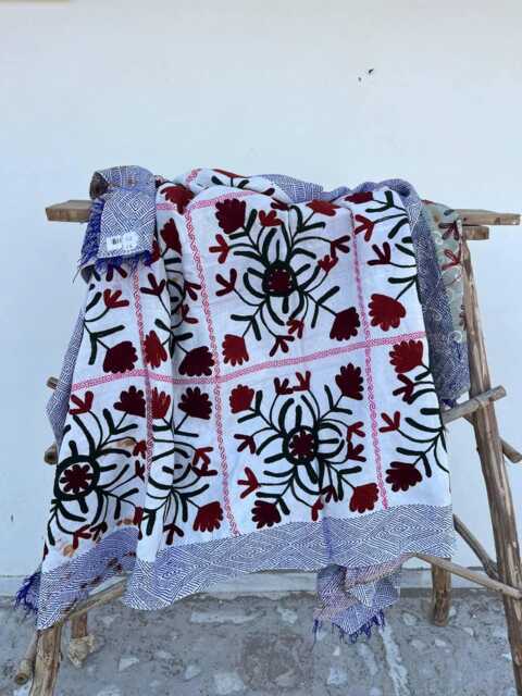 Vintage Suzani Kantha Quilt Handcrafted Recycled Cotton Sari Embroidered Bohemian Throw Blanket - image 1