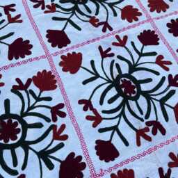 Vintage Suzani Kantha Quilt Handcrafted Recycled Cotton Sari Embroidered Bohemian Throw Blanket - thumbnail 4
