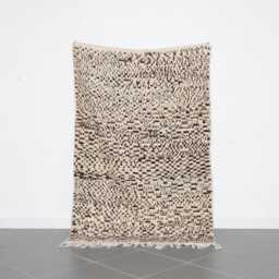 Handmade Berber Wool Rug Vintage Moroccan Carpet, Brown & Cream - 7x4.6 Ft