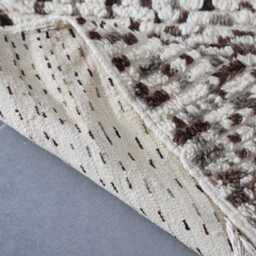 Handmade Berber Wool Rug Vintage Moroccan Carpet, Brown & Cream - 7x4.6 Ft - thumbnail 4