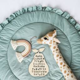 Baby Play Mat, Round Nursery Rug, Ruffled Activity Play Mat Baby, Teepee Padded - thumbnail 2