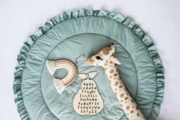 Baby Play Mat, Round Nursery Rug, Ruffled Activity Play Mat Baby, Teepee Padded - thumbnail 1