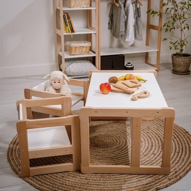 Montessori Multifunctional Bench & Chairs Solid Wood Kids Furniture - image 1