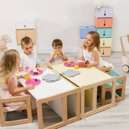 Montessori Multifunctional Bench & Chairs Solid Wood Kids Furniture - thumbnail 2
