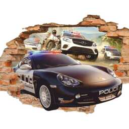 Police Car Wall Decal - Porsche Pursuit Sticker For Kids Room Decor - thumbnail 2