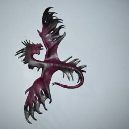 Leather Dragon in Flight Wall Hanging 12- 20 Inch Wingspan - This One Available Now - thumbnail 2