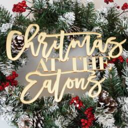 Personalised Wreath Sign - Only, Christmas At The Sign, Family Ornament For Winter Wreaths Front Door UK - thumbnail 1