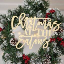 Personalised Wreath Sign - Only, Christmas At The Sign, Family Ornament For Winter Wreaths Front Door UK - thumbnail 3