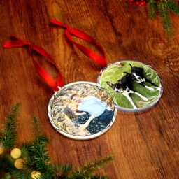 Personalised Christmas Bauble Ornament Custom Printed Couples Gift Newly Weds Engagement Wedding Present Photo Wreath Design - thumbnail 2