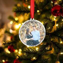 Personalised Christmas Bauble Ornament Custom Printed Couples Gift Newly Weds Engagement Wedding Present Photo Wreath Design - thumbnail 4