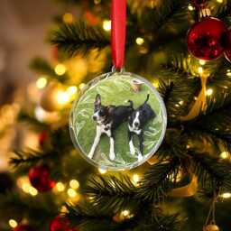 Personalised Christmas Bauble Ornament Custom Printed Couples Gift Newly Weds Engagement Wedding Present Photo Wreath Design - thumbnail 3