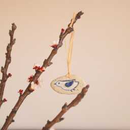 Ceramic Bird Pendant, Matte Blue & White, Handmade, Wall Decoration, Peace Symbol - thumbnail 2