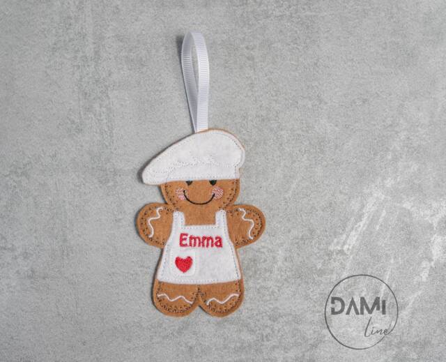 Chef Gingerbread Man Christmas Tree Personalised Decoration, Retirement Gifts, New Job Gift, Felt Ornaments, Gift For Cook, Graduation - image 1