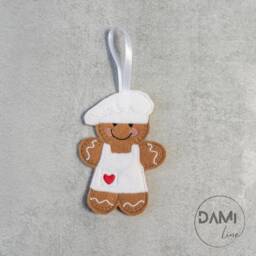 Chef Gingerbread Man Christmas Tree Personalised Decoration, Retirement Gifts, New Job Gift, Felt Ornaments, Gift For Cook, Graduation - thumbnail 2