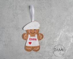 Chef Gingerbread Man Christmas Tree Personalised Decoration, Retirement Gifts, New Job Gift, Felt Ornaments, Gift For Cook, Graduation - thumbnail 1