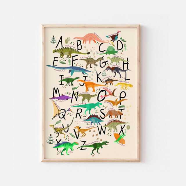 Dinosaur Alphabet Prints, Kids Bedroom Decor, Nursery Wall Art, Rex Gifts Prints, Keep Sake Art - image 1