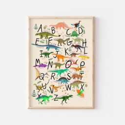 Dinosaur Alphabet Prints, Kids Bedroom Decor, Nursery Wall Art, Rex Gifts Prints, Keep Sake Art - thumbnail 1