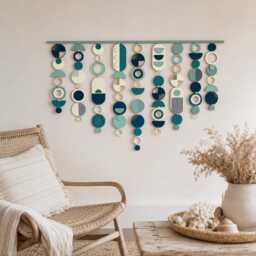 Large Mid Century Modern Wall Art - Handmade Burnt Orange & Olive Hanging Other Colours Available - thumbnail 3