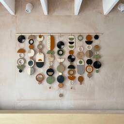 Large Mid Century Modern Wall Art - Handmade Burnt Orange & Olive Hanging Other Colours Available - thumbnail 4