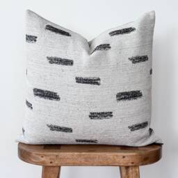 Abstract Black & White Pillow Cover - Chenille Brush Stroke Accent Modern Throw Sonny - thumbnail 2