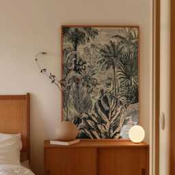 Tropical Jungle Poster, Botanical Temple Print, Monochrome Wall Art - thumbnail 2
