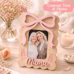 Custom Mama Picture Frame Pink Bow Photo Mother's Day Gift Personalized Mom Baby Girl Nursery Decor - thumbnail 3