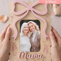 Custom Mama Picture Frame Pink Bow Photo Mother's Day Gift Personalized Mom Baby Girl Nursery Decor - thumbnail 2