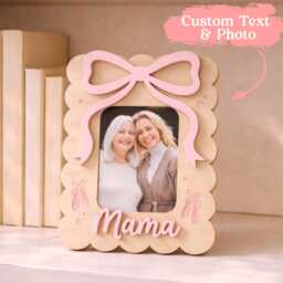Custom Mama Picture Frame Pink Bow Photo Mother's Day Gift Personalized Mom Baby Girl Nursery Decor