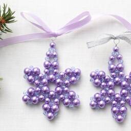 Modern Christmas Tree Ornament Purple Pearl Beaded Snowflake Stocking Stuffer Crystal Star Christmas Decor Holiday - thumbnail 2