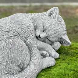 Sleeping Kitten Sculpture Outdoor Cured Cat Statue Stone Kitty Concrete Animal Art Memorial Ornament Cat Lover Gift Yard - thumbnail 4