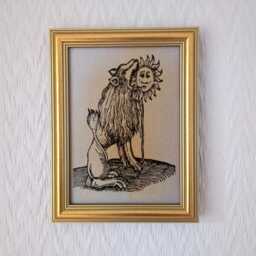 "Lion Devouring The Sun - Rosarium Philosophorum, 1550 Handmade Reproduction On Canvas 5""x7" - thumbnail 2