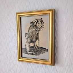 "Lion Devouring The Sun - Rosarium Philosophorum, 1550 Handmade Reproduction On Canvas 5""x7" - thumbnail 3