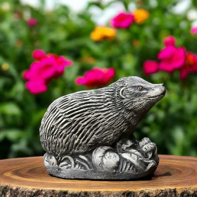 Concrete Hedgehog Statue On Autumn Leaves Stone Garden Figurine Wildlife Yard Ornament Outdoor Animal Sculpture Gift For Lover - image 1