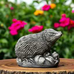 Concrete Hedgehog Statue On Autumn Leaves Stone Garden Figurine Wildlife Yard Ornament Outdoor Animal Sculpture Gift For Lover - thumbnail 1