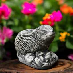 Concrete Hedgehog Statue On Autumn Leaves Stone Garden Figurine Wildlife Yard Ornament Outdoor Animal Sculpture Gift For Lover - thumbnail 2