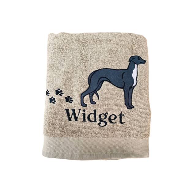 Personalized Greyhound Dog Towel Embroidered Pet Bath Towel - image 1