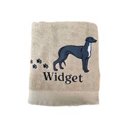 Personalized Greyhound Dog Towel Embroidered Pet Bath Towel - thumbnail 1