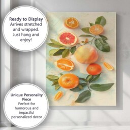 Fresh Citrus Fruit Botanical Arrangement Soft Pastel Canvas Wall Art Print Decor Picture Ready To Hang - thumbnail 3
