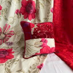 "Designers Guild Decorative Pillow Cover Red & Pink Printed Cotton - 12""x 18" - thumbnail 4