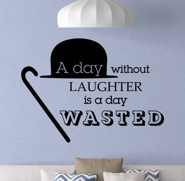 A Day Without Laughter Is Wasted Wall Decal Charlie Chaplin Quote Decor Poster Home Gifts School Sign Vinyl Sticker Office Art 7G76 - image 1