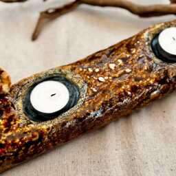 Handmade Ceramic Candle Holder With 3 Tea Lights. Tree Branch Shaped. Rustic Decor - thumbnail 2