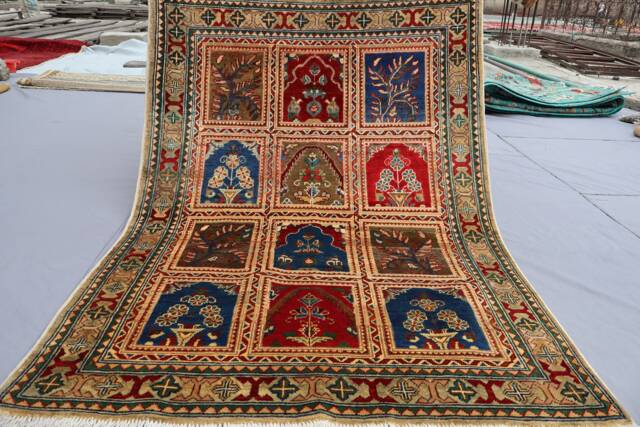 3x5 Beige Afghan Bakhtiari Area Rug - Floral Caucasian Style Hand Knotted Veg Dyes Wool Oriental Rugs For Living Room Bedroom Carpet - image 1