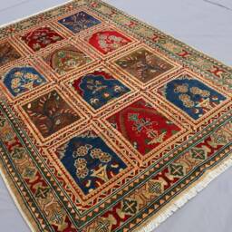 3x5 Beige Afghan Bakhtiari Area Rug - Floral Caucasian Style Hand Knotted Veg Dyes Wool Oriental Rugs For Living Room Bedroom Carpet - thumbnail 2