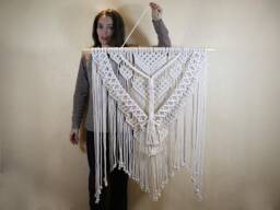 Large Macrame Wall Hanging Bohemian Off-White Cotton Tapestry