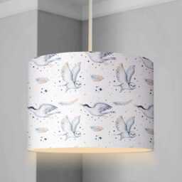 Lampshade - Magical Owls Ceiling Or Table Lampshade, Childrens Room Round Bird Decor, Bedroom Decor - thumbnail 1
