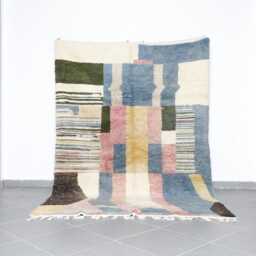 Handmade Abstract Wool Berber Rug 9.3x6.3 Ft - thumbnail 1