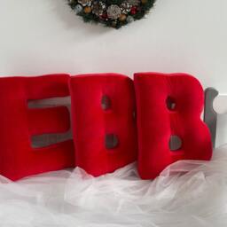 Pink Velour Letter Pillow Custom Monogram Initial Cushion - thumbnail 3