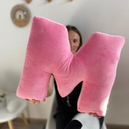 Pink Velour Letter Pillow Custom Monogram Initial Cushion - thumbnail 1