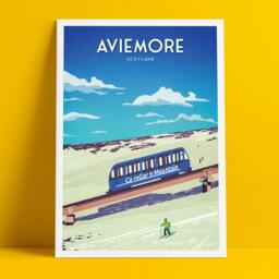 Aviemore Print - Cairngorm Mountain Skiing Travel Poster Scottish Highlands Cairngorms National Park - thumbnail 1