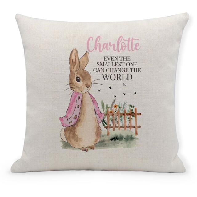 Personalised Flopsy Rabbit Cushion New Baby Nursery Decor - image 1